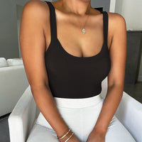 Ripped structured women's tank top with a fitted cut - Nea-Black-L-State of Style