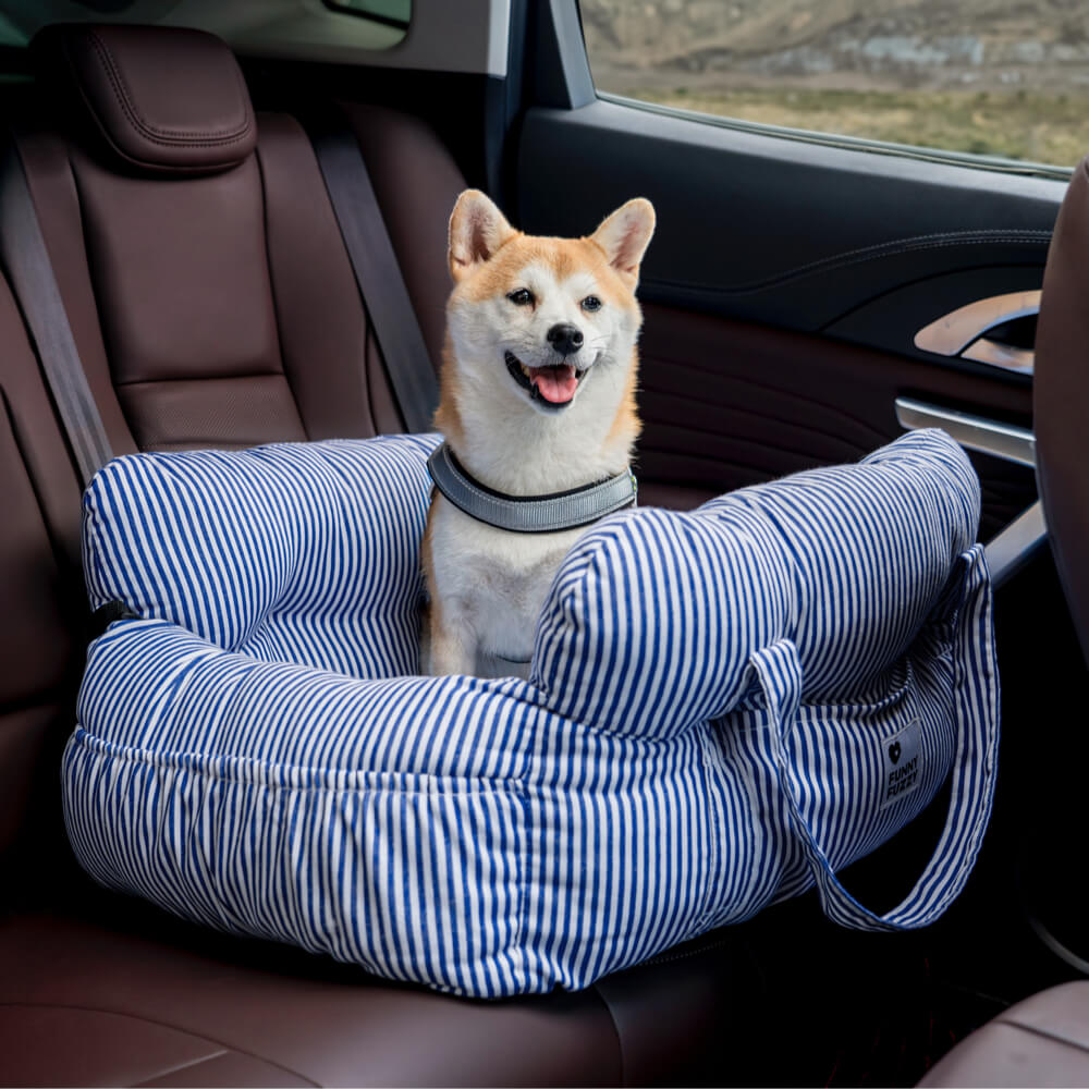 RoadTrip Pet Bolster - Pet Car Seat-Single-Blue Striped-State of Style