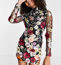 Romantic Floral Dress with Delicate Details - Isabella-Black-S-State of Style