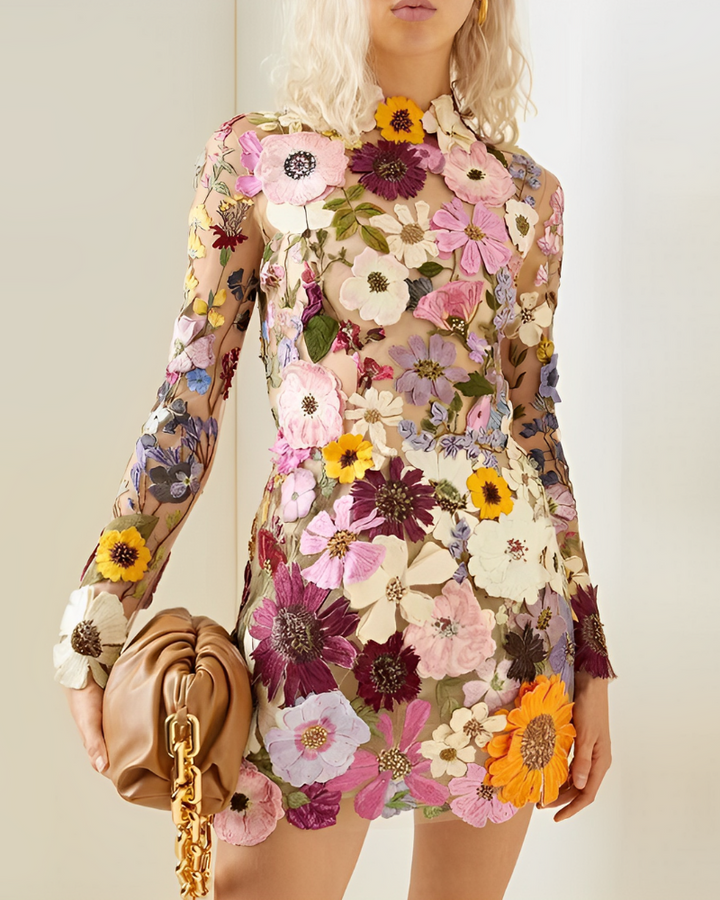 Romantic Floral Dress with Delicate Details - Isabella-Pink-S-State of Style