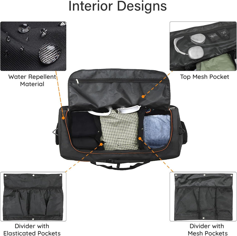Extra Large Expandable Rolling Duffle Bag 110L–140L – Foldable Travel Luggage