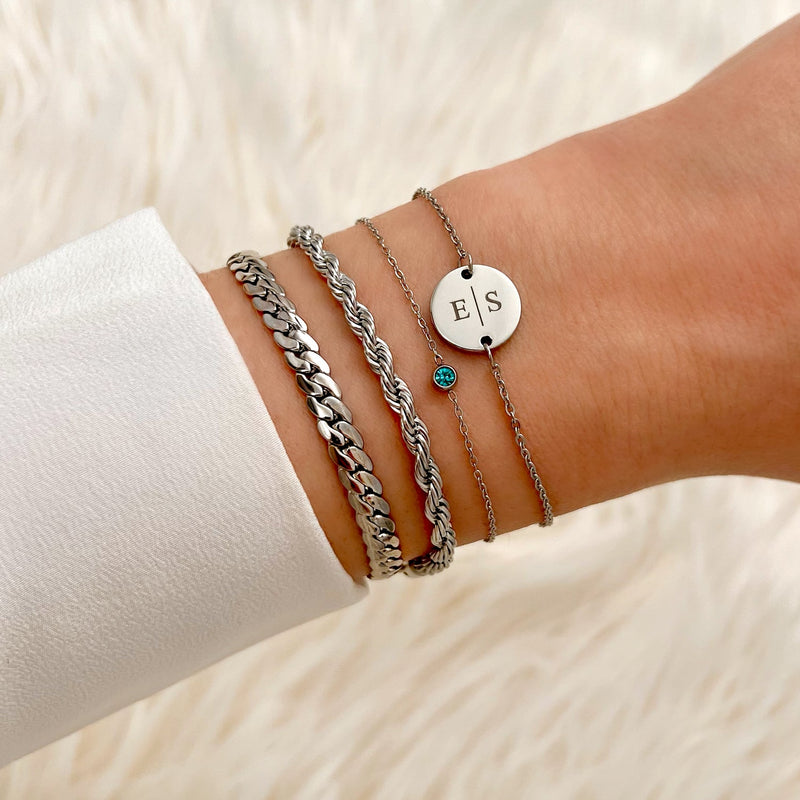 Round Gemstone Birthstone Bracelet-Gold-plated-January-State of Style