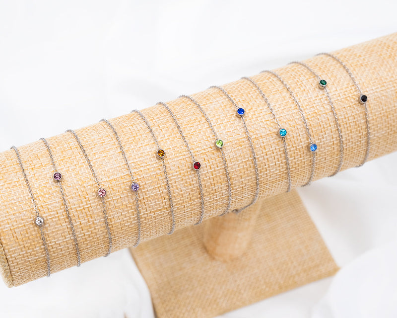 Round Gemstone Birthstone Bracelet-Gold-plated-January-State of Style