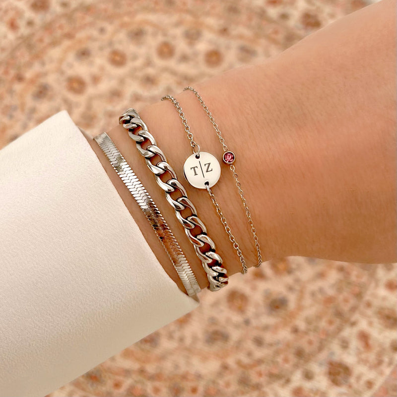 Round Gemstone Birthstone Bracelet-Gold-plated-January-State of Style