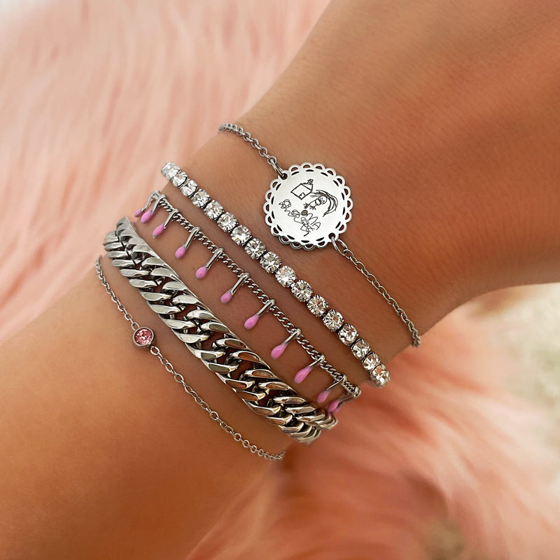 Round Gemstone Birthstone Bracelet-Gold-plated-January-State of Style