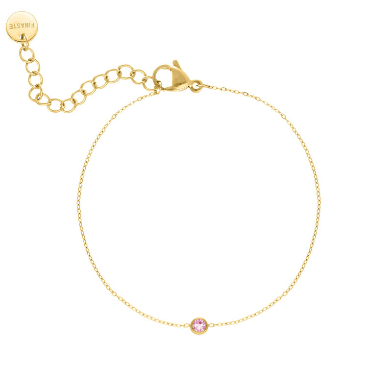 Round Gemstone Birthstone Bracelet-Gold-plated-January-State of Style