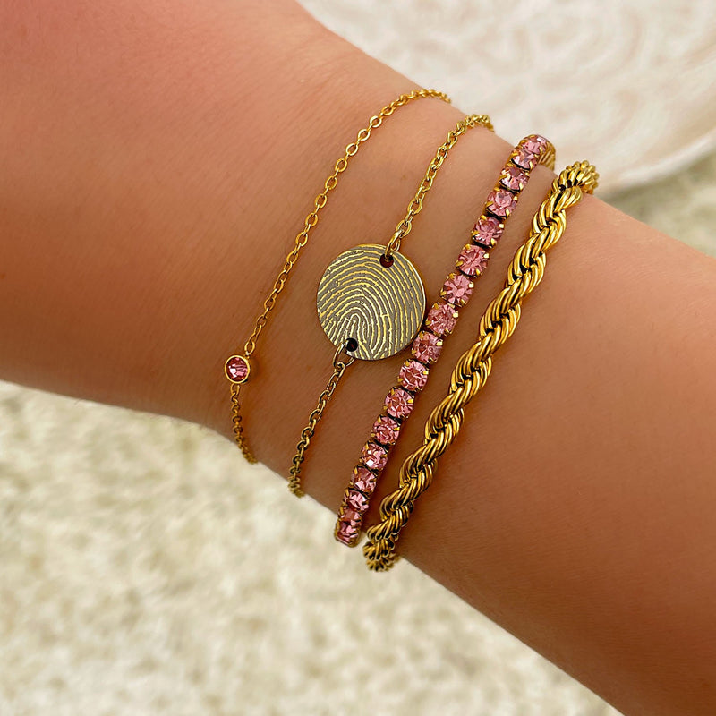 Round Gemstone Birthstone Bracelet-Gold-plated-January-State of Style