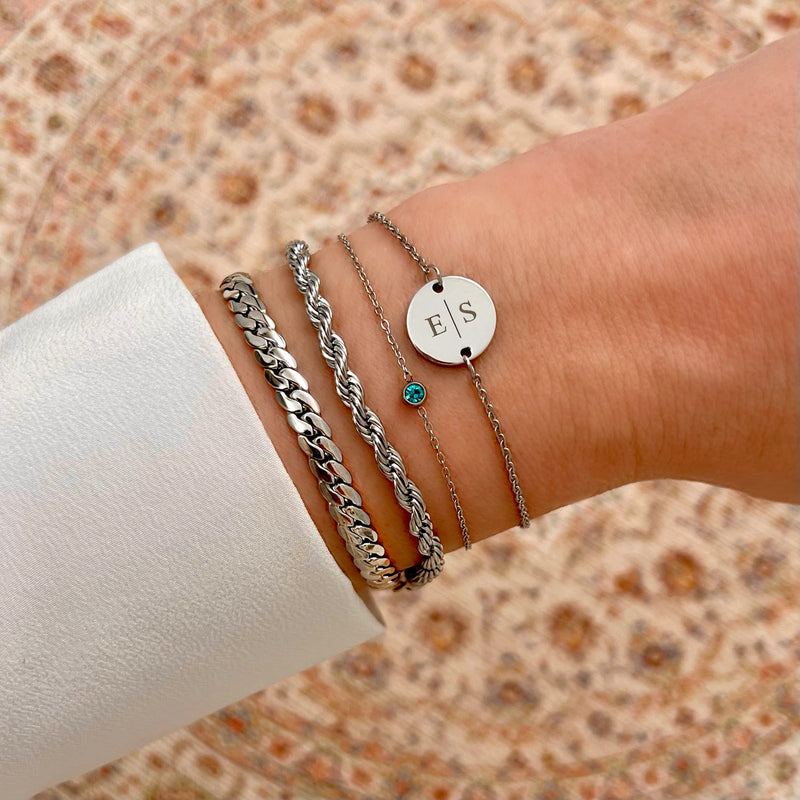 Round Gemstone Birthstone Bracelet-Gold-plated-January-State of Style