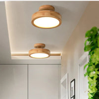Round Wooden Scandinavian Ceiling Lamp - NordicLuxe-Type A-3 Color Light-Diameter: 20 cm-State of Style