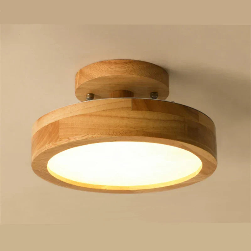Round Wooden Scandinavian Ceiling Lamp - NordicLuxe-Type A-3 Color Light-Diameter: 20 cm-State of Style