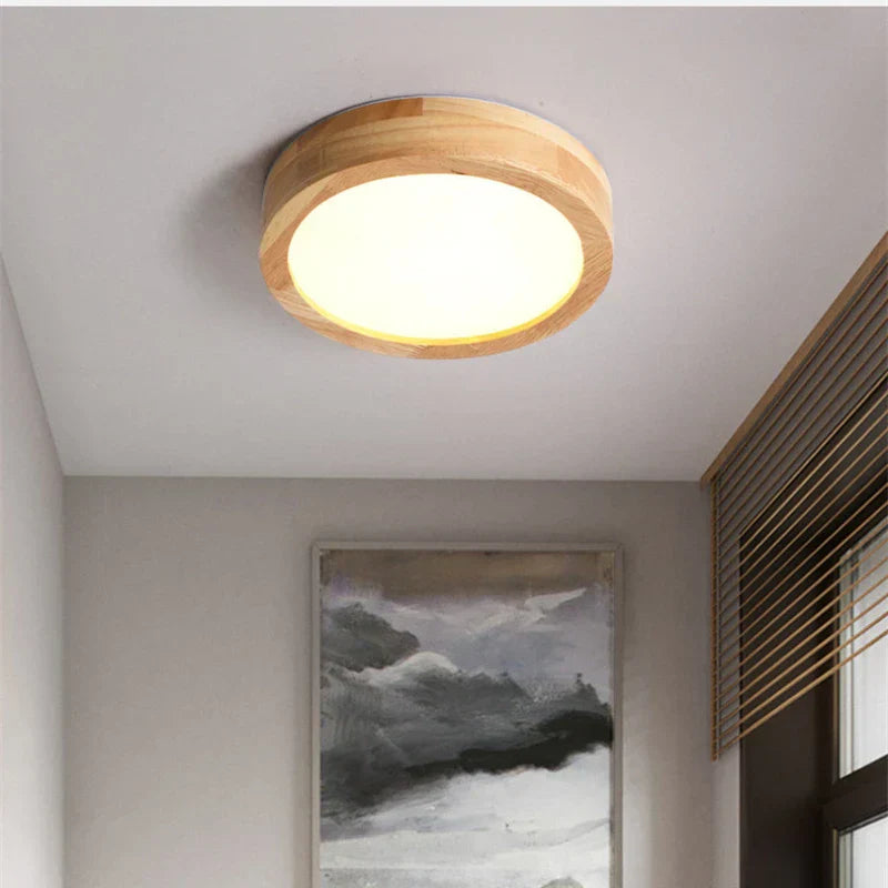 Round Wooden Scandinavian Ceiling Lamp - NordicLuxe-Type A-3 Color Light-Diameter: 20 cm-State of Style