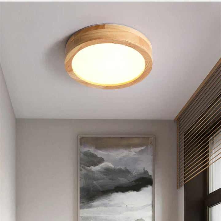Round Wooden Scandinavian Ceiling Lamp - NordicLuxe-Type A-3 Color Light-Diameter: 20 cm-State of Style