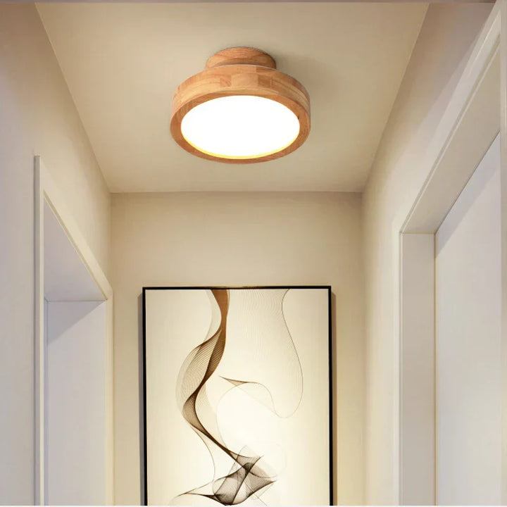 Round Wooden Scandinavian Ceiling Lamp - NordicLuxe-Type A-3 Color Light-Diameter: 20 cm-State of Style