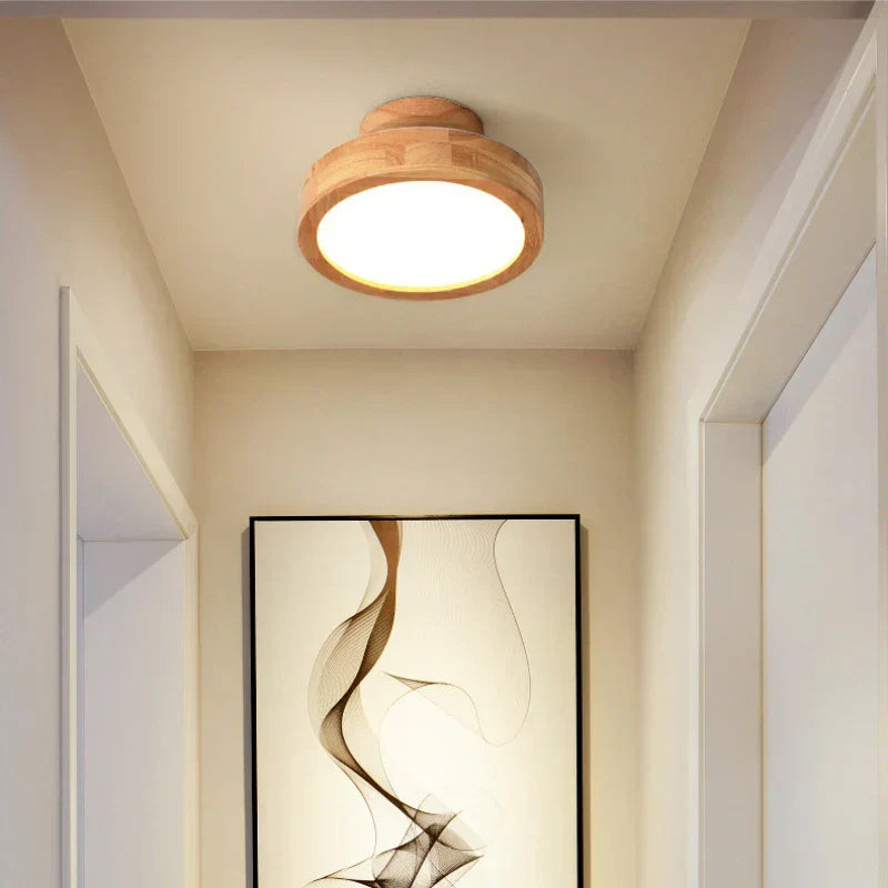 Round Wooden Scandinavian Ceiling Lamp - NordicLuxe-Type A-3 Color Light-Diameter: 20 cm-State of Style