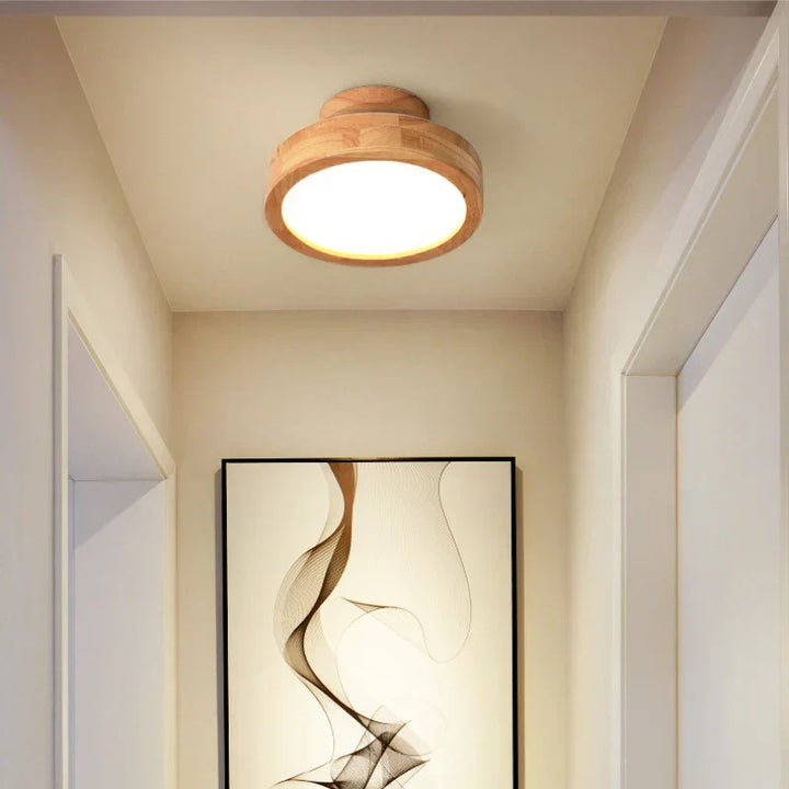 Round Wooden Scandinavian Ceiling Lamp - NordicLuxe-Type A-3 Color Light-Diameter: 20 cm-State of Style