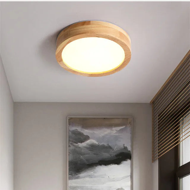 Round Wooden Scandinavian Ceiling Lamp - NordicLuxe-Type B-3 Color Light-Diameter: 20 cm-State of Style
