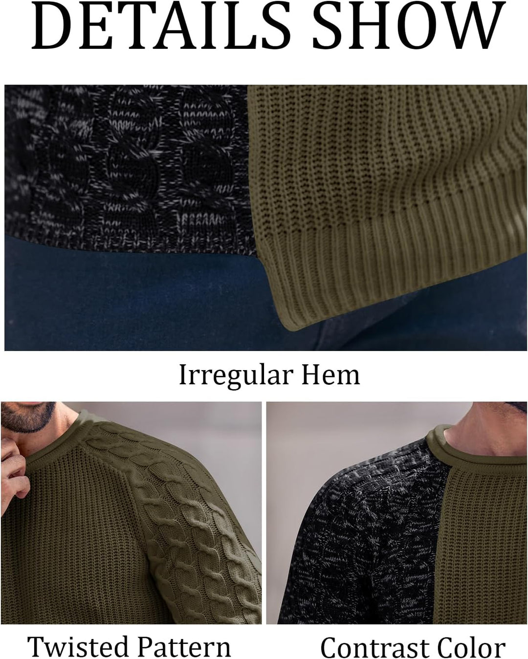 Rugged Men's Sweater – Damian-White Grey-M-State of Style