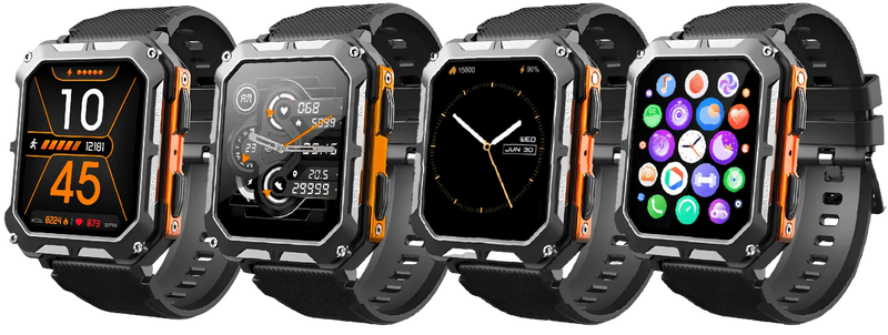 Rugged Smartwatch with Heart Rate Monitor & Step Tracker - EnduranceX-Black-State of Style