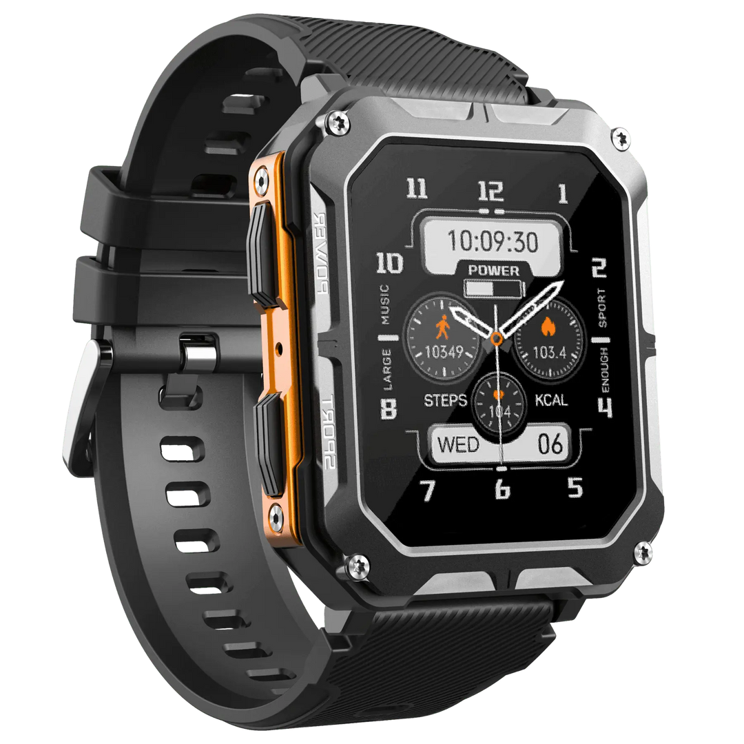 Rugged Smartwatch with Heart Rate Monitor & Step Tracker - EnduranceX-Black-State of Style