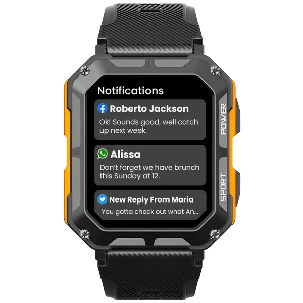 Rugged Smartwatch with Heart Rate Monitor & Step Tracker - EnduranceX-Black-State of Style