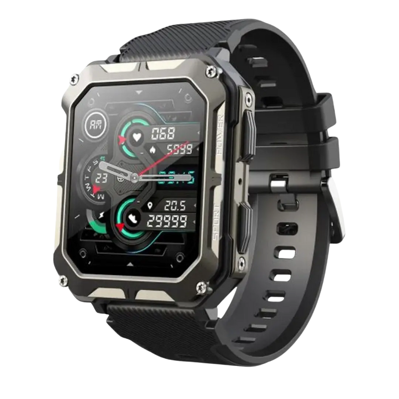 Rugged Smartwatch with Heart Rate Monitor & Step Tracker - EnduranceX-Black-State of Style