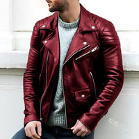 Ryder Leather Biker Jacket-Red-S-State of Style
