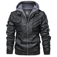Ryder Men's Faux Leather Jacket with Removable Hood-Black-S-State of Style