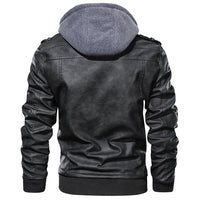 Ryder Men's Faux Leather Jacket with Removable Hood-Brown-S-State of Style