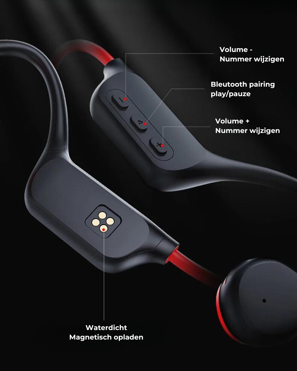 SafeSound Open-Ear Headphones for Safe Cycling & Running - SafeSound-Black-Red-State of Style