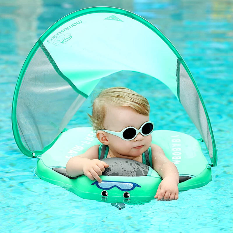 Safety Swim Ring for Toddlers - AquaSafe-Green-FREE Sunshade-State of Style
