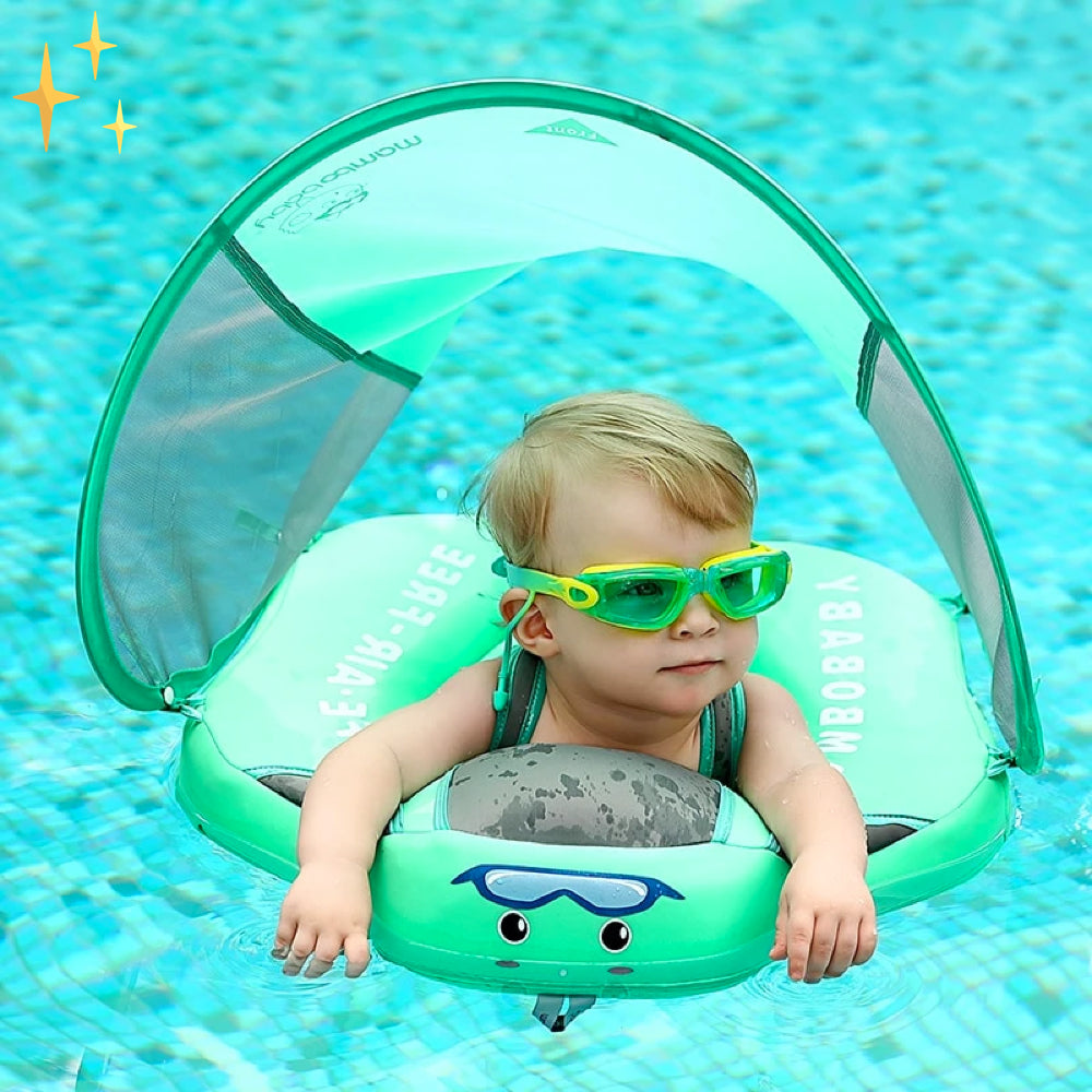 Safety Swim Ring for Toddlers - AquaSafe-Green-FREE Sunshade-State of Style