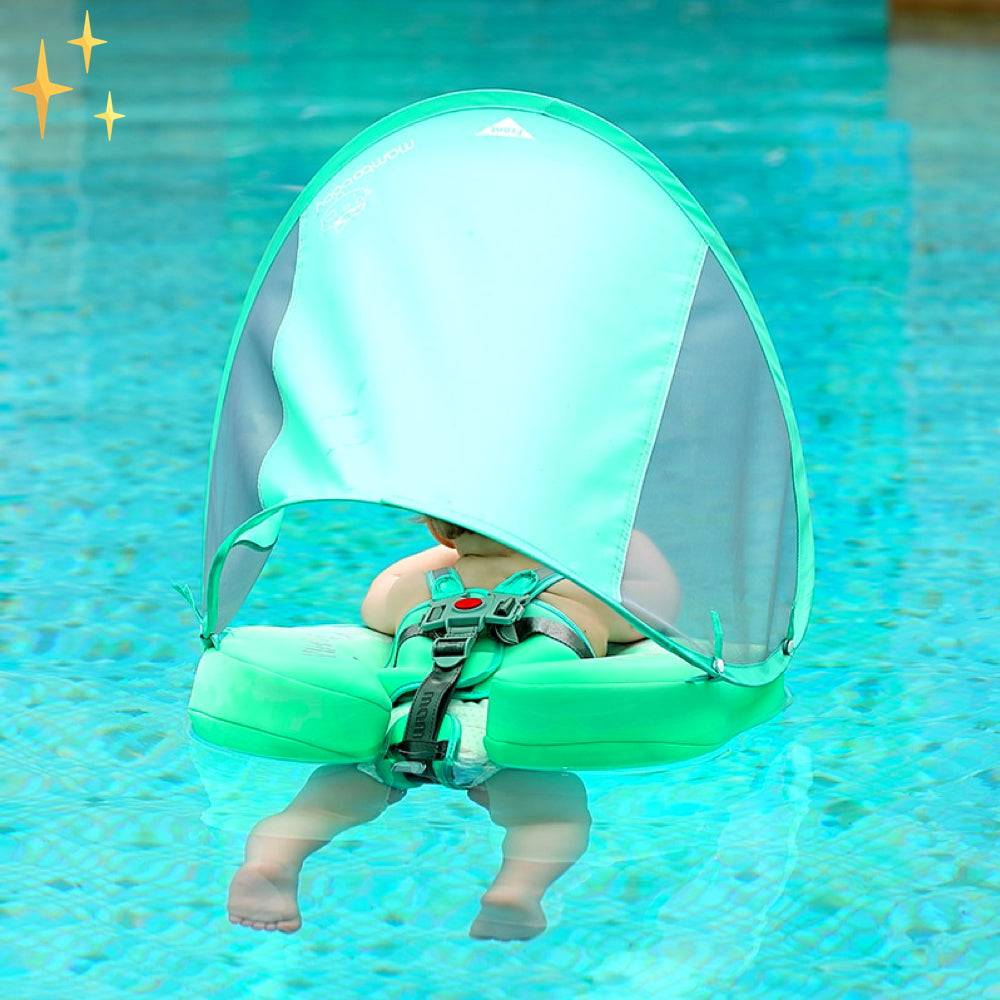 Safety Swim Ring for Toddlers - AquaSafe-Green-FREE Sunshade-State of Style