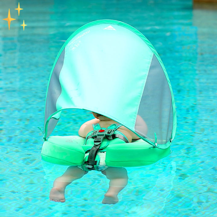 Safety Swim Ring for Toddlers - AquaSafe-Green-FREE Sunshade-State of Style