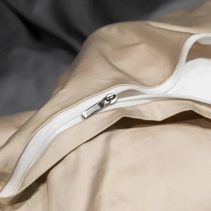 Satin Cotton Embroidered Bedding Set - Luxora-Grey-135x200cm-40x40cm-State of Style