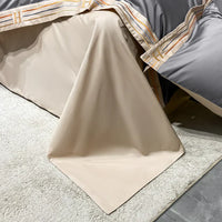 Satin Cotton Embroidered Bedding Set - Luxora-Grey-135x200cm-40x40cm-State of Style