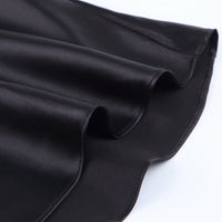 Satin shimmering women's midi skirt in A-line with high waist – Liora-Black-S-State of Style