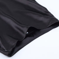 Satin shimmering women's midi skirt in A-line with high waist – Liora-Black-S-State of Style