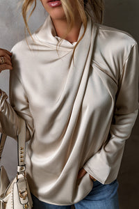 Satin Women's Blouse with Cross Front - Livia-S-State of Style