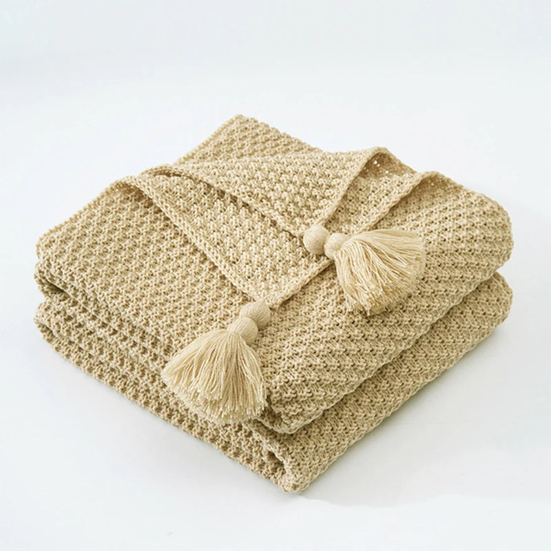 Scandinavian Knitted Wool Blanket - Aurora-110x150cm-Khaki-State of Style