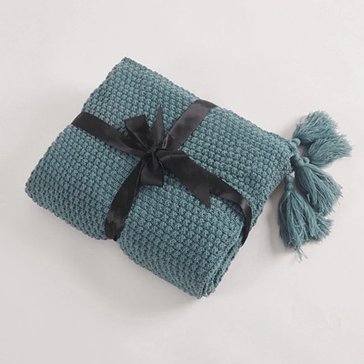 Scandinavian Knitted Wool Blanket - Aurora-110x150cm-Light Green-State of Style