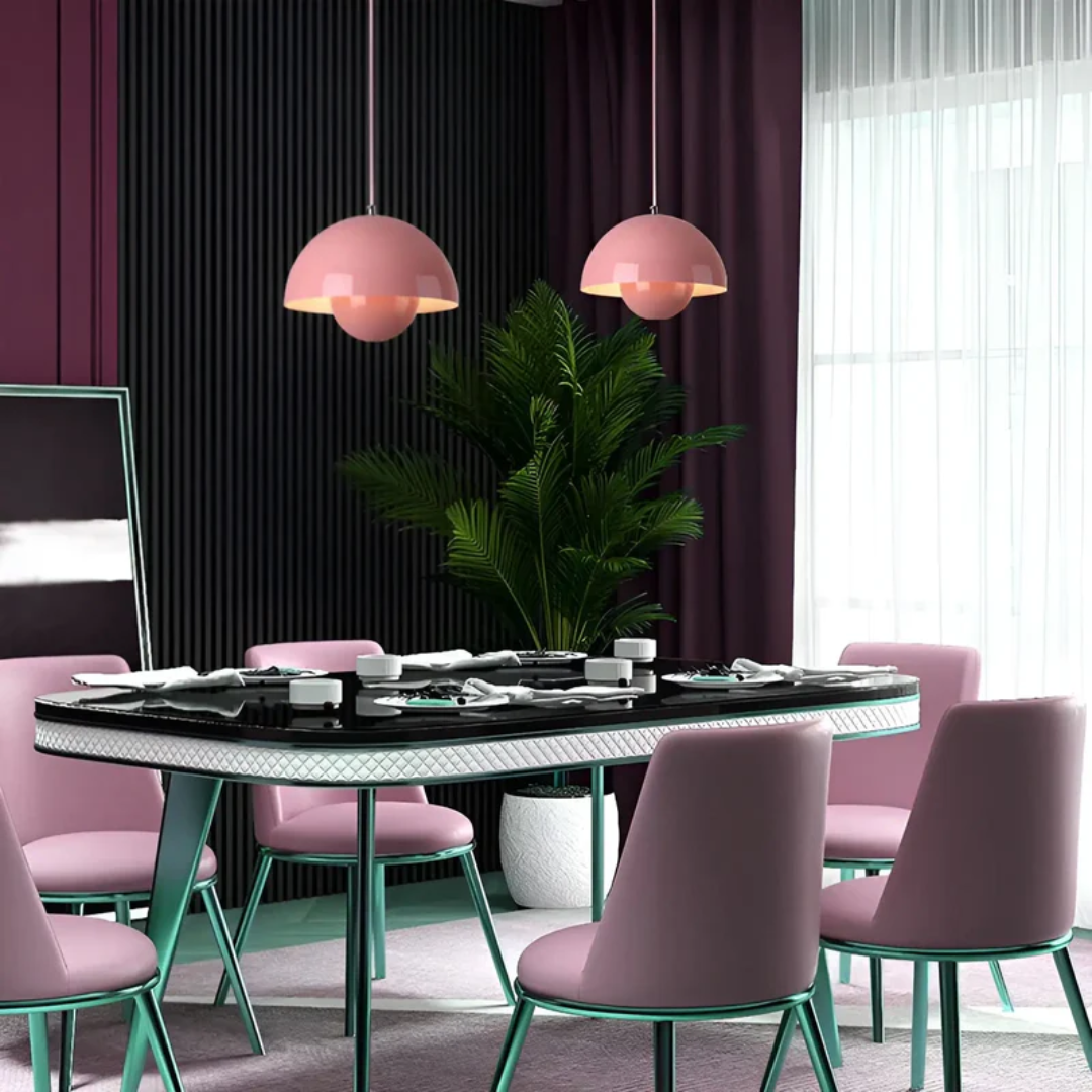 Scandinavian LED Pendant Lamp - NordicBlossom-Pink-State of Style
