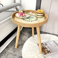 Scandinavian Rattan Side Table - Elin-Green-A-State of Style
