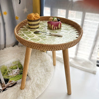 Scandinavian Rattan Side Table - Elin-Green-A-State of Style
