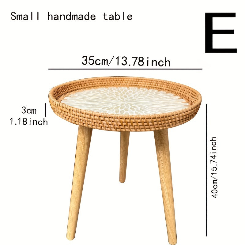 Scandinavian Rattan Side Table - Elin-White-E-State of Style
