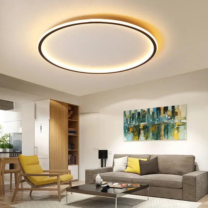 Scandinavian Round Ceiling Lamp - NordicGlow-20cm Black-Natural White (no remote)-State of Style