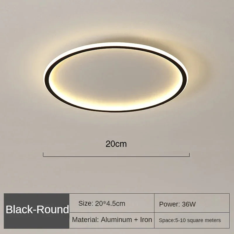 Scandinavian Round Ceiling Lamp - NordicGlow-20cm Black-Natural White (no remote)-State of Style
