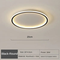 Scandinavian Round Ceiling Lamp - NordicGlow-20cm Black-Natural White (no remote)-State of Style