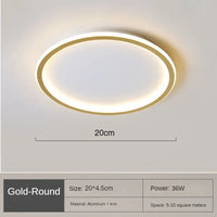 Scandinavian Round Ceiling Lamp - NordicGlow-20cm Gold-Natural White (no remote)-State of Style