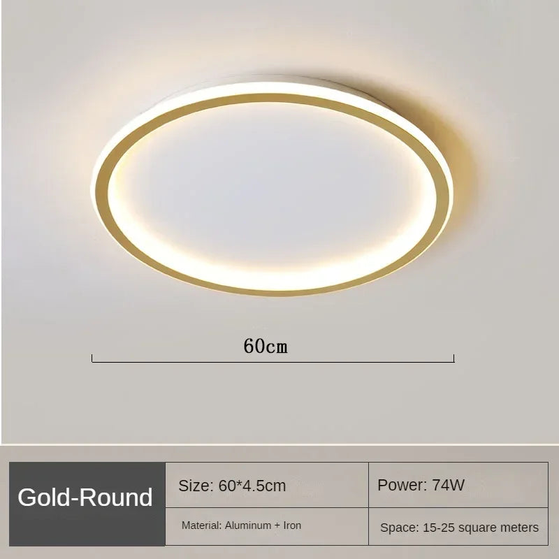 Scandinavian Round Ceiling Lamp - NordicGlow-60cm Gold-Natural White (no remote)-State of Style