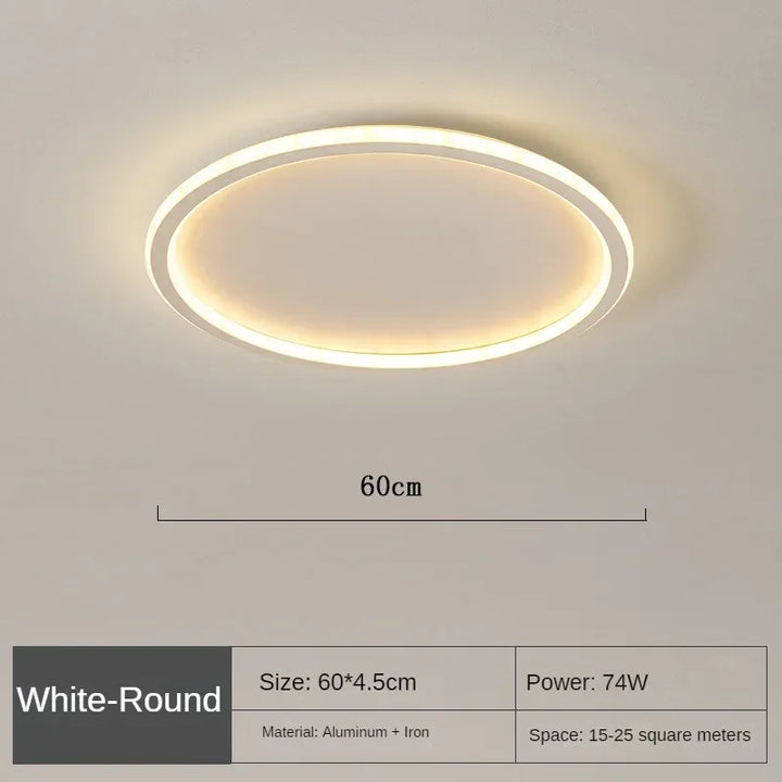 Scandinavian Round Ceiling Lamp - NordicGlow-60cm White-Natural White (no remote)-State of Style